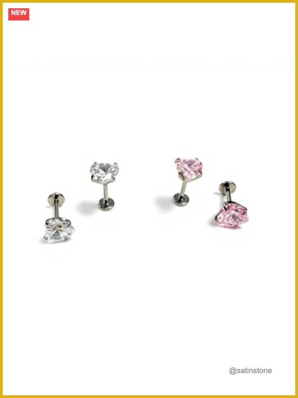 G23 Titanium Heart Stud Earrings 18G Flat Back Piercing Jewelry